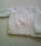 18 inch White V Neck Cardigan with Lacy Edge Fronts