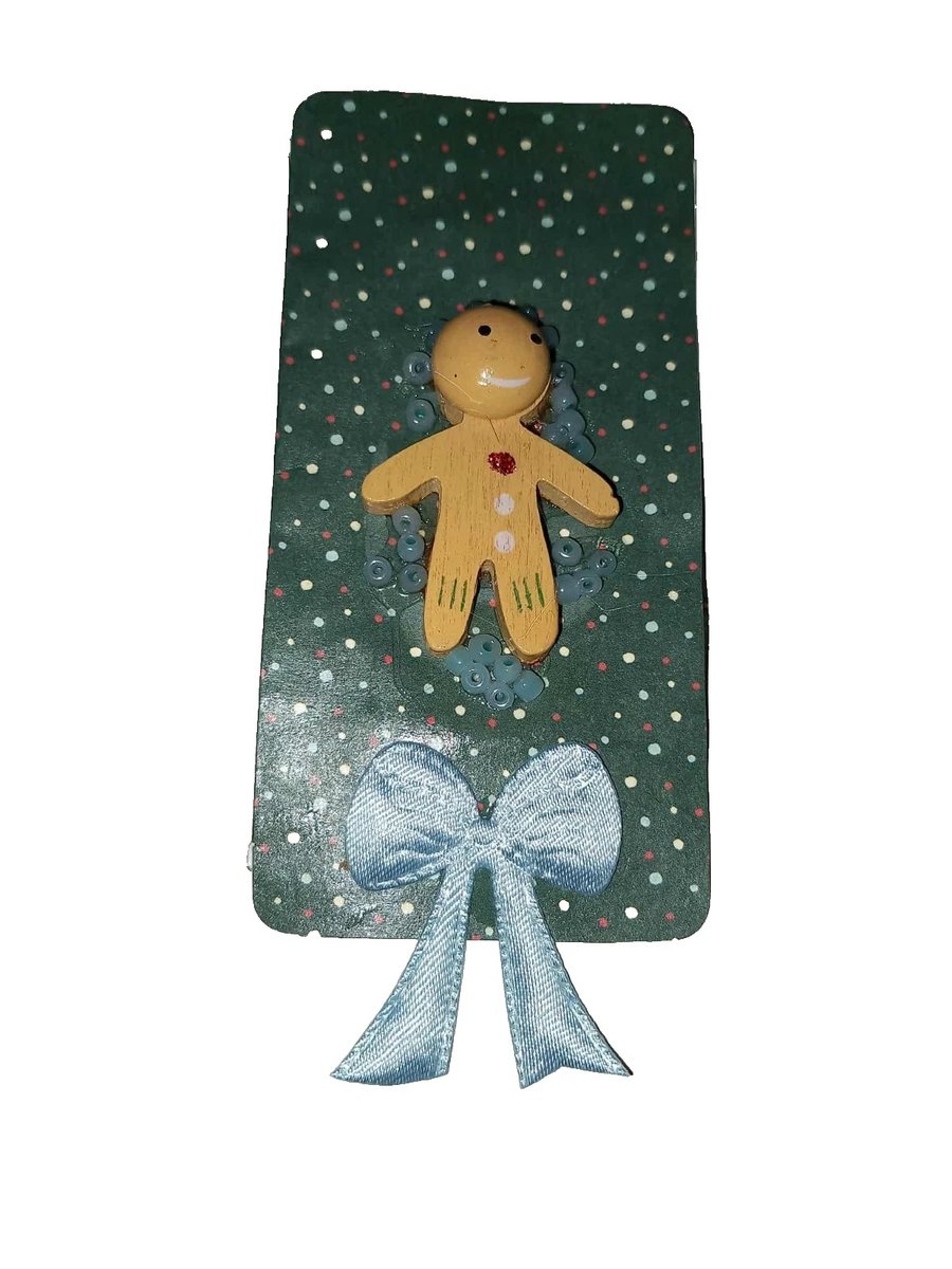 Christmas Gingerbread Man Bookmark handmade Brand New number5