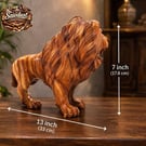 Hand-Carved Solid Wood Roaring Lion Sculpture Home Decor