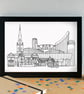 Salford Landmarks Skyline Art Print - Image 2