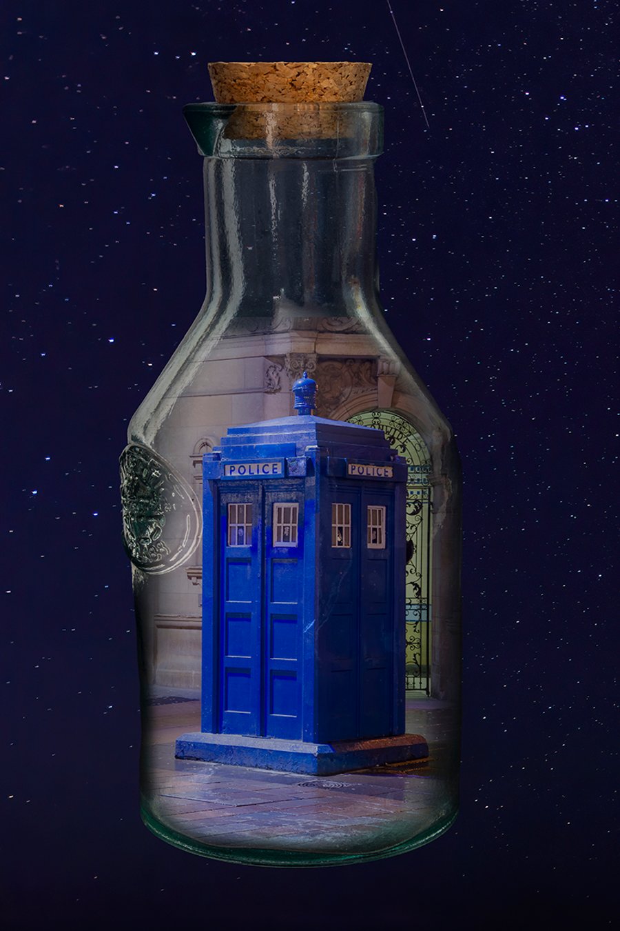 Time ship in a bottle print