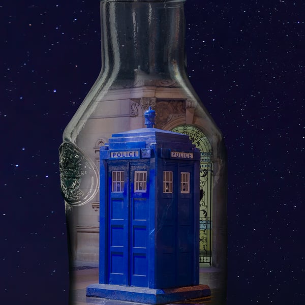 Time ship in a bottle print