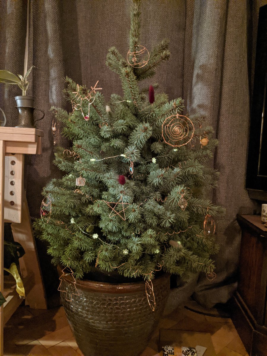 Pack of 3 Copper Wire Christmas Decorations - With Accent Beads