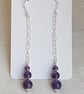 Gorgeous Amethyst beads and Heart Chain Dangly Earrings. - Image 1