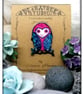 Owl Brooch, Handmade, Pink and Blue - Image 2