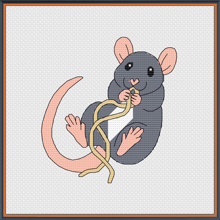 Spaghetti Rat Cross Stitch Pattern 