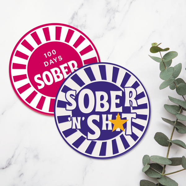 Sober 'n' Sh't - Circus Acrylic Sobriety Chip: Customisable Sober Token
