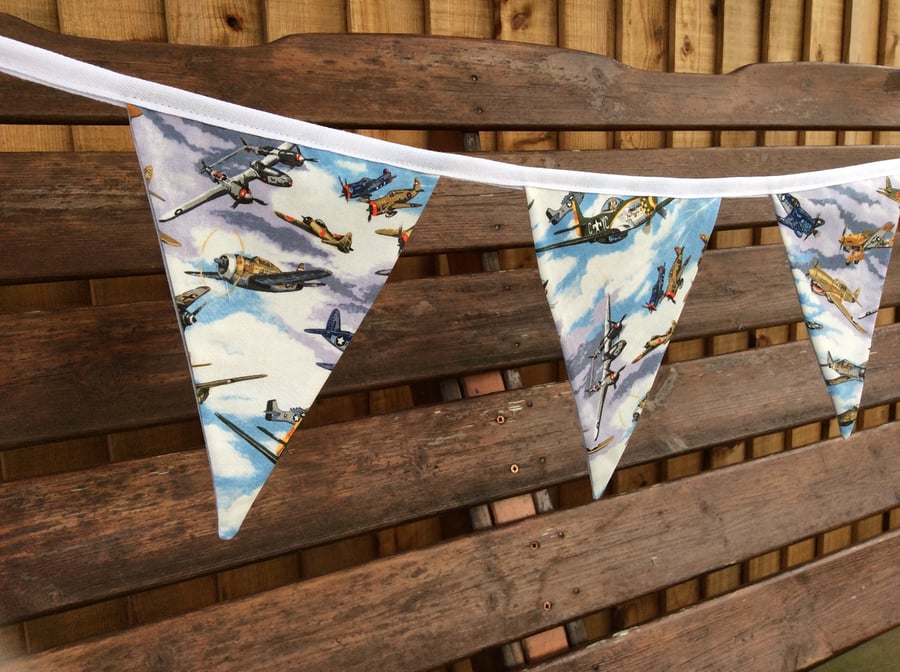 Spitfire Bunting with Vintage War Planes WW1 WW2, Father's Day Gift