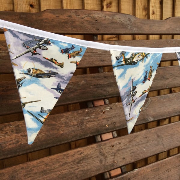 Spitfire Bunting with Vintage War Planes WW1 WW2, Father's Day Gift