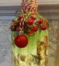 Hand Painted and Decoupaged Light up Christmas Kittens Bottle
