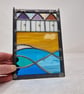 Three beach huts stained glass seaside copperfoil and lead panel.