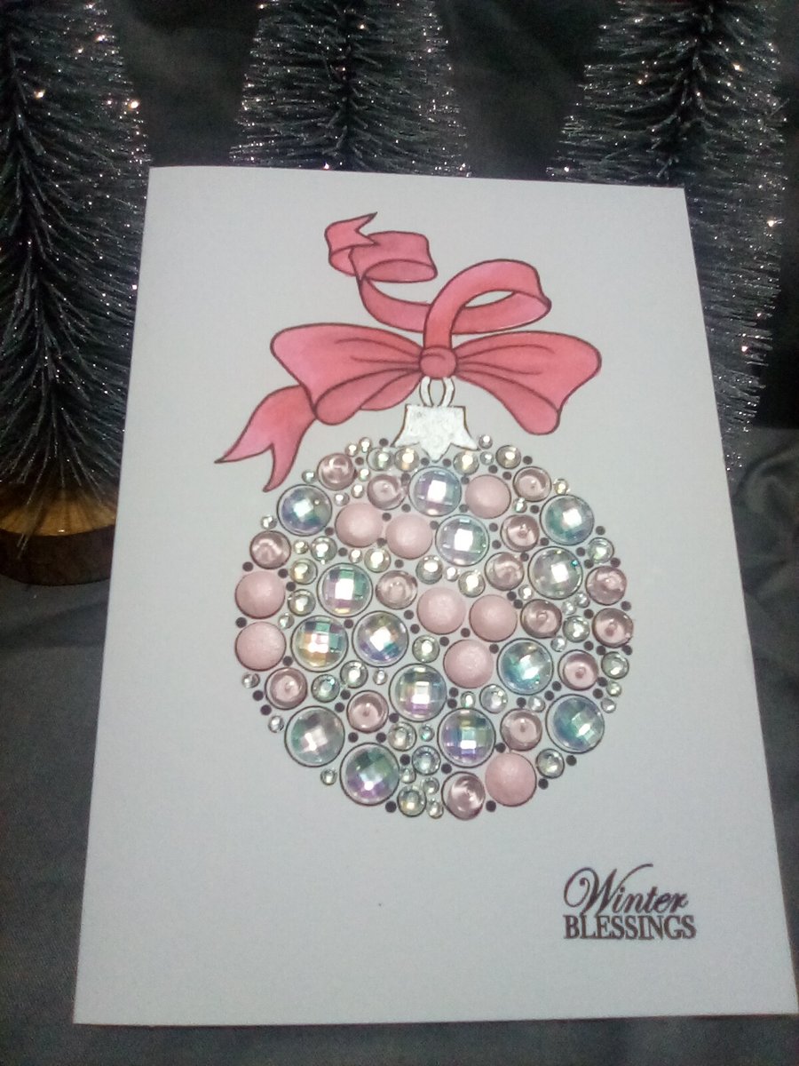 Beautiful pink handmade ornament Christmas card