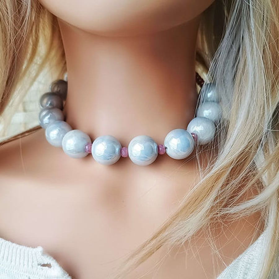Chunky Ceramic Beads Necklace