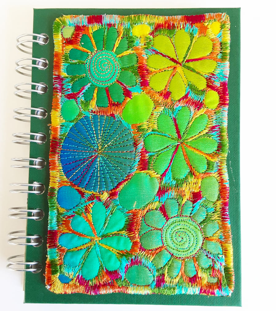 Spiral Bound A6 Sketchbook with Free Machine Embroidery Cover