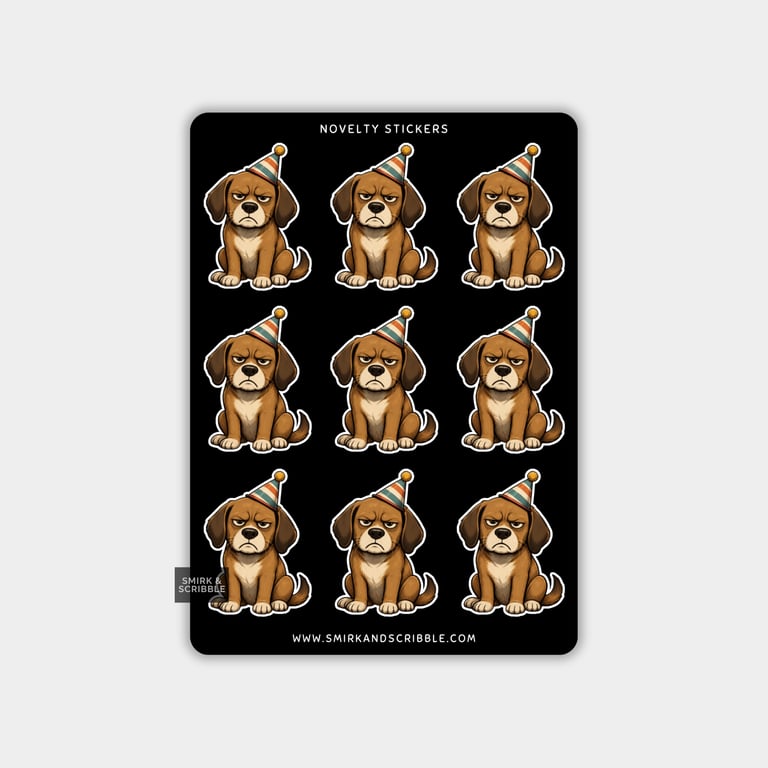 Funny Vinyl Sticker Sheet For Adults - Birthday Dog