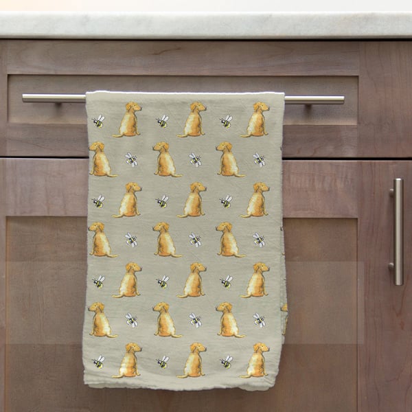 Labrador Yellow & Bee Tea Towel