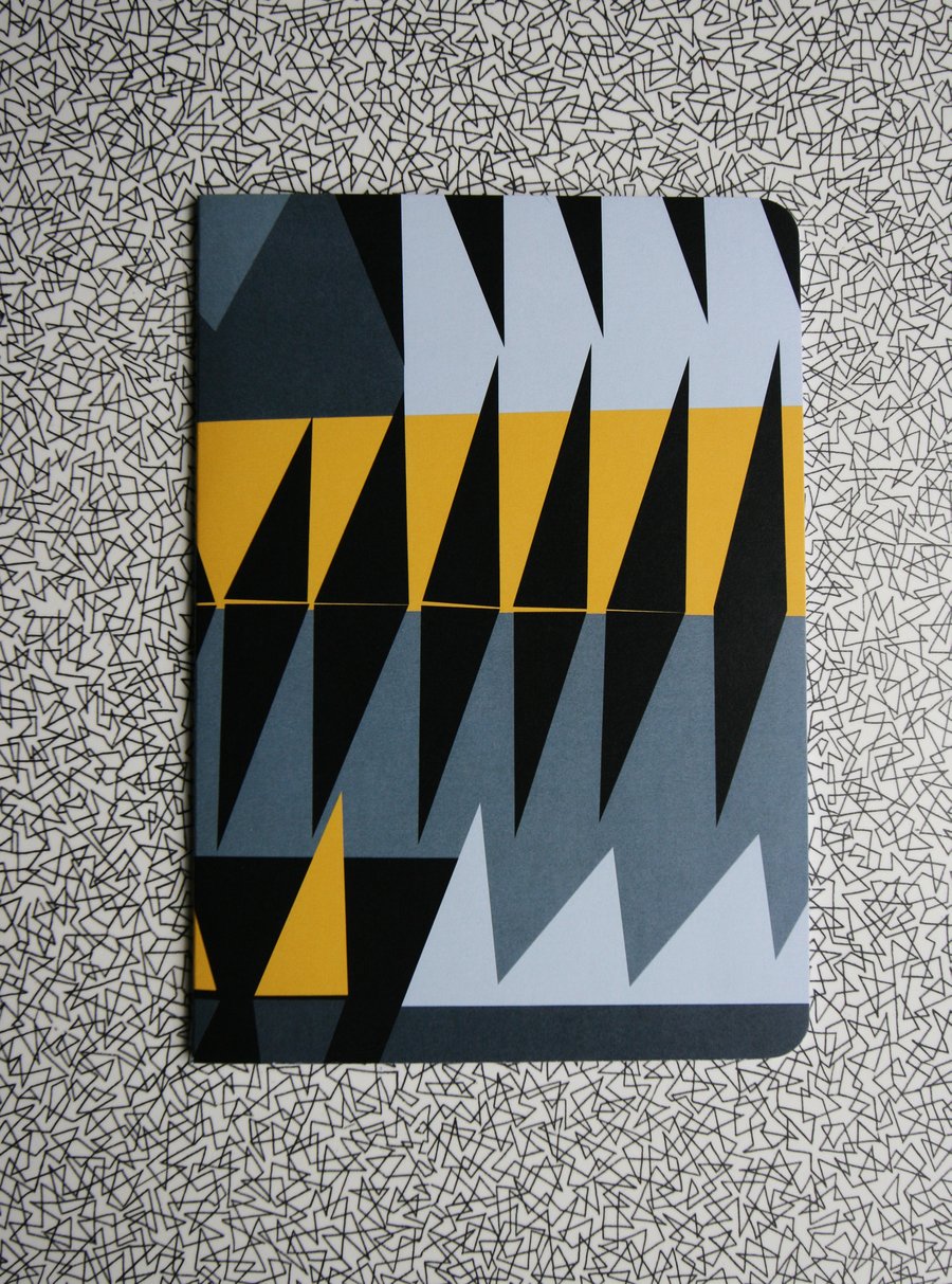 Mid Century Abstract A5 Blank Notebook - Dazzle 'Pop'