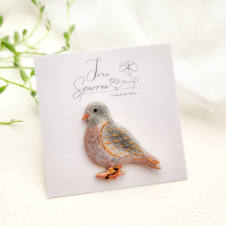 Hand-painted Bird Brooch