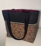 Handmade Cork Tote Bag Snakeskin Print with Plum Lining - Image 6