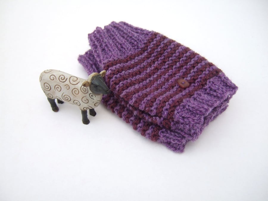 Hand Knit Fingerless Gloves Stripy