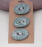 3 Medium Oval Sage Green Brocade Pattern Ceramic Buttons - Image 3