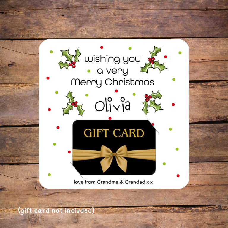 Merry Christmas Gift Card Holder, personalised 