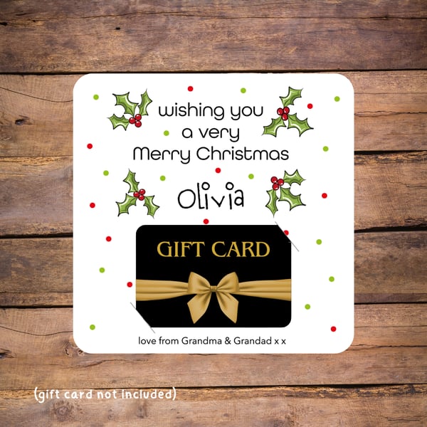 Merry Christmas Gift Card Holder, personalised 