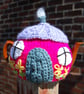 Country cottage tea cosy - hand embroidered, to fit a tea for one or two  teapot