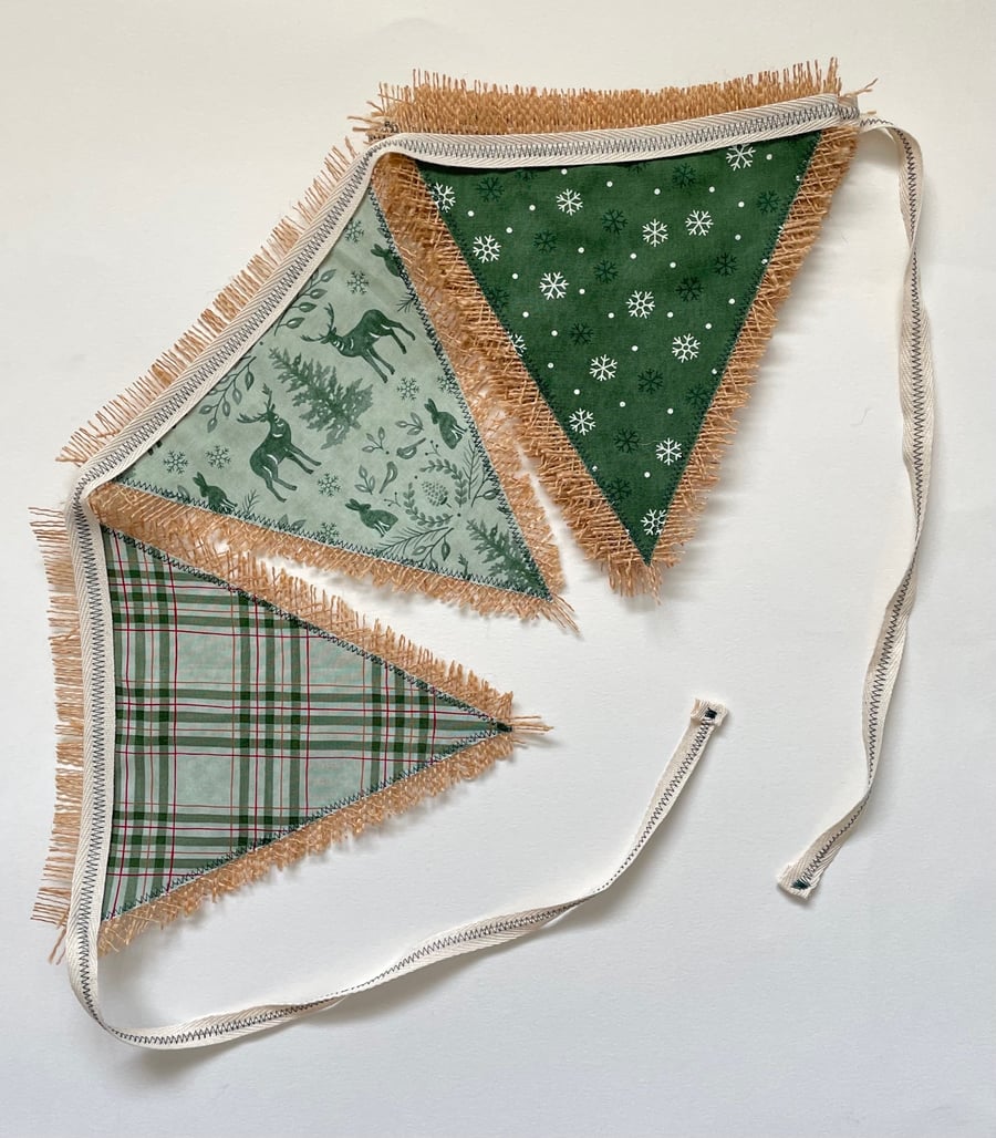 Christmas Woodland Hessian Bunting - Large 