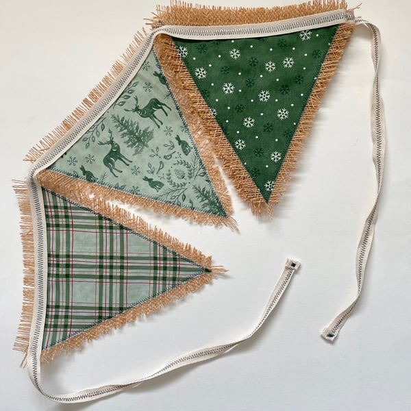 Christmas Woodland Hessian Bunting - Large 
