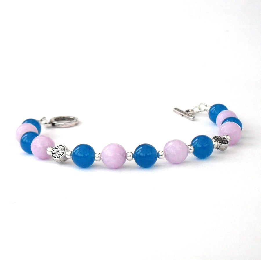 SALE: Handmade lavender & blue gemstone bracelet