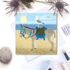 Donkey Rides Seaside Card - beach, summer birthday