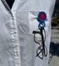 Dorset Button Glasses Holder Brooch - Turquoise & Pink Pinwheel (18mm) - Image 5