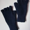 Navy Blue Fingerless Gloves