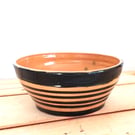 Pottery black striped serving food bowl