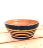 Pottery black striped serving food bowl