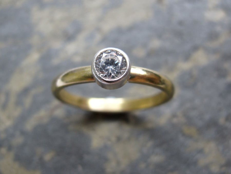 18ct  gold solitaire diamond engagement ring - Handmade gold engagement ring