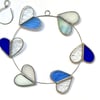 Stained Glass Circle of Hearts Suncatcher  - Handmade Hanging Decoration - Blue