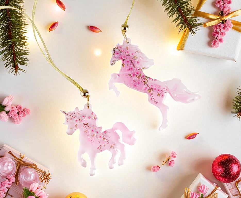 Pink Unicorn Christmas tree decoration Whimsical horse ornament New Year gift