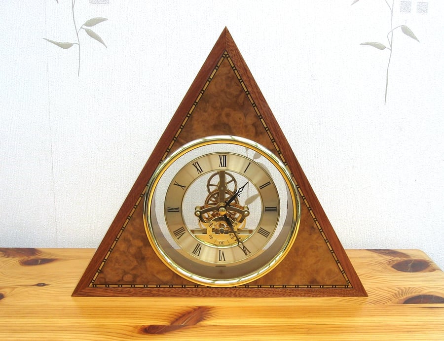  Pyramid Triangular Skeleton Clock Handmade with Quartz Movement 