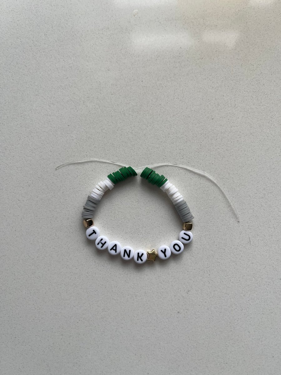 Handmade to order Thank You Teacher bracelets 