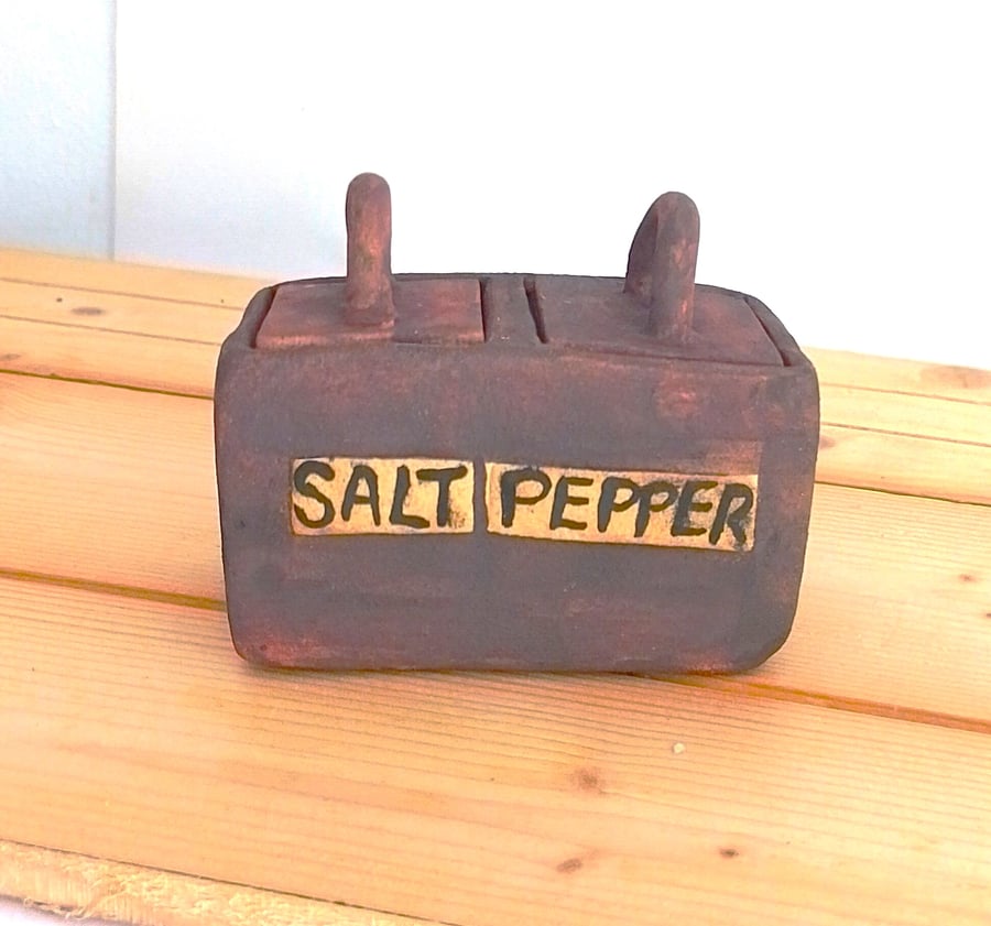 Handmade Ceramic Salt and Pepper Box with Lid, tableware salt server holder