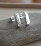 Sterling silver bar studs, Minimalist jewellery, Small everyday earrings - Image 7