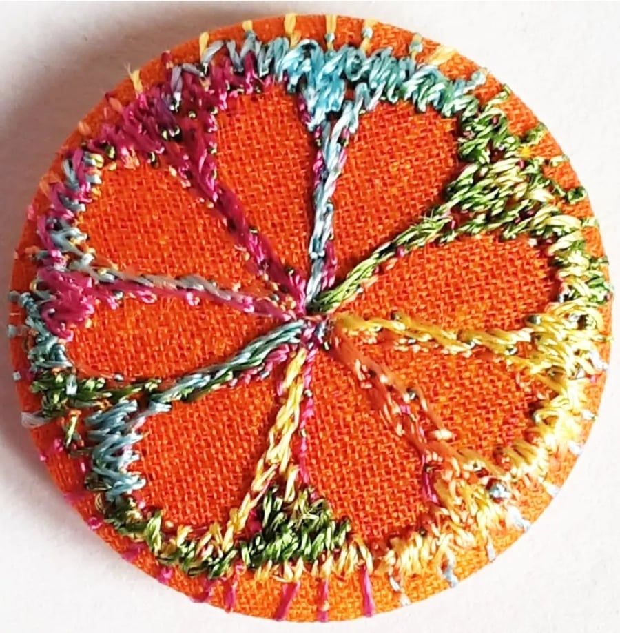 Buttons 1 inch button Hand Dyed Silks and Cottons Free Machine Embroidery Button