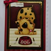 3D Luxury Handmade Card Birthday Big Spotty Dog Empty Food Bowl Knife Fork