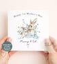 Personalised 1st Mother's Day Card Bunny Mummy & Baby Custom First Mother's Day 