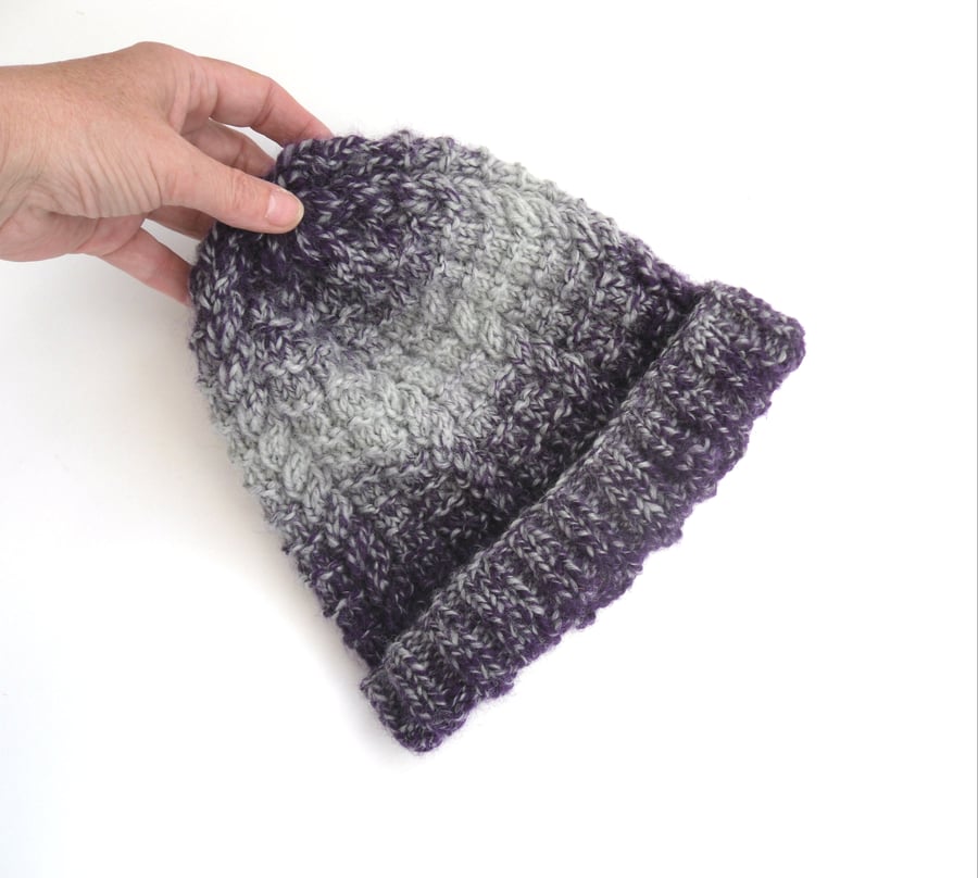 Purple Knitted Beanie Hat