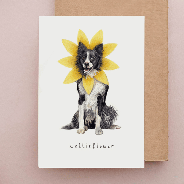 Collieflower Card - Border Collie Card, Funny Cards, Dog Birthday Cards