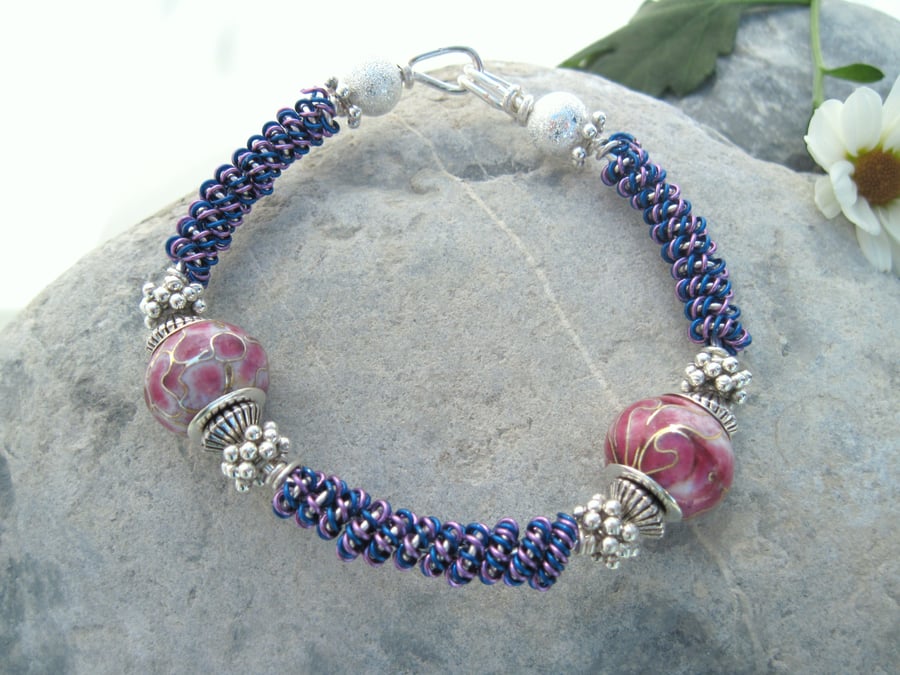 Blue and Violet twisted wire bangle