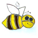 Bee Happy Suncatcher Stained Glass Bumble Insect garden